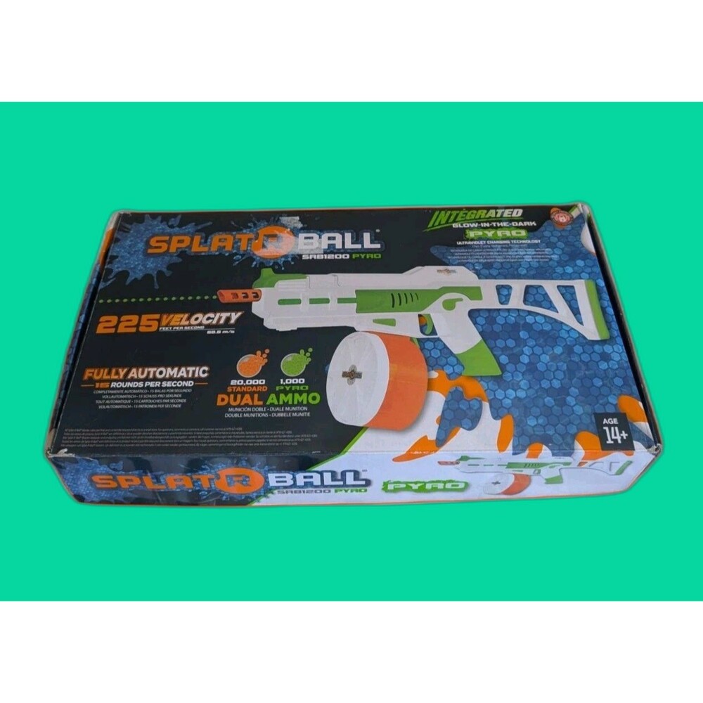 SplatRBall SRB1200 Pyro Full Auto Gel Ball Blaster 1200 Drum LED Open Box